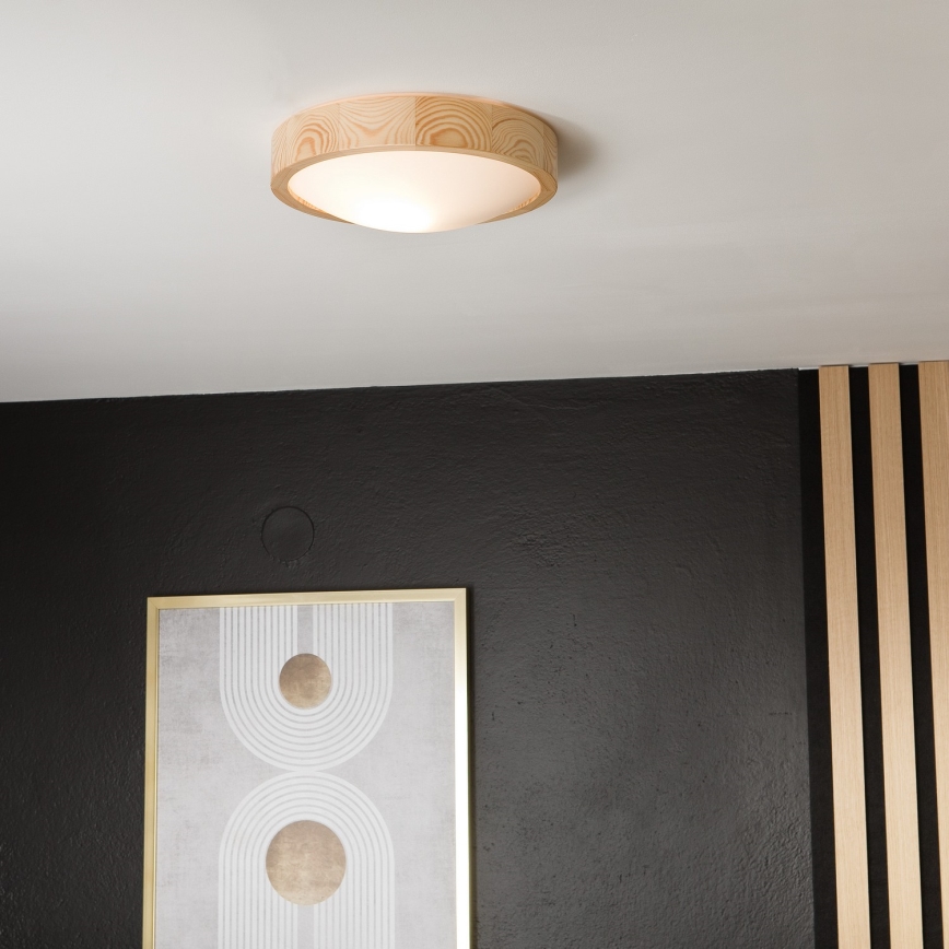 Plafond Lamp NATURAL SLIM 1xE27/60W/230V ø 27 cm pijnboomhout