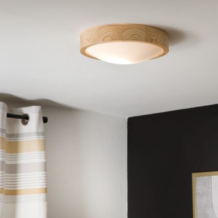 Plafond Lamp NATURAL SLIM 1xE27/60W/230V ø 27 cm pijnboomhout