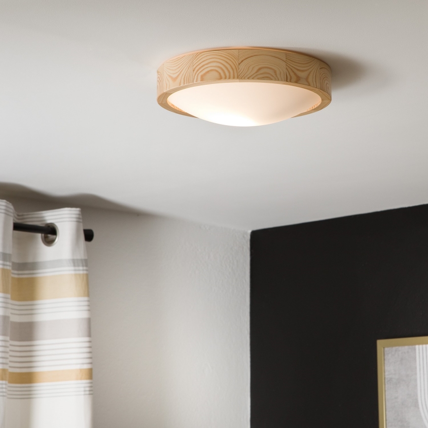 Plafond Lamp NATURAL SLIM 1xE27/60W/230V ø 27 cm pijnboomhout