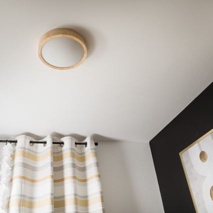 Plafond Lamp NATURAL SLIM 1xE27/60W/230V ø 27 cm pijnboomhout