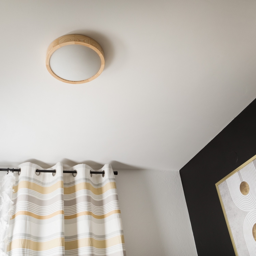 Plafond Lamp NATURAL SLIM 1xE27/60W/230V ø 27 cm pijnboomhout