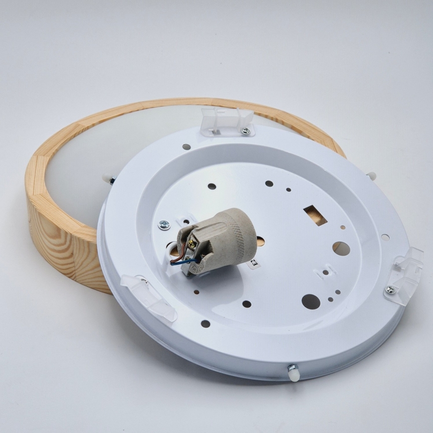 Plafond Lamp NATURAL SLIM 1xE27/60W/230V ø 27 cm pijnboomhout