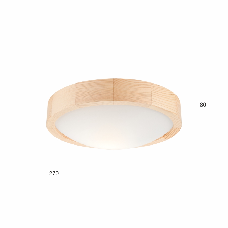 Plafond Lamp NATURAL SLIM 1xE27/60W/230V ø 27 cm pijnboomhout