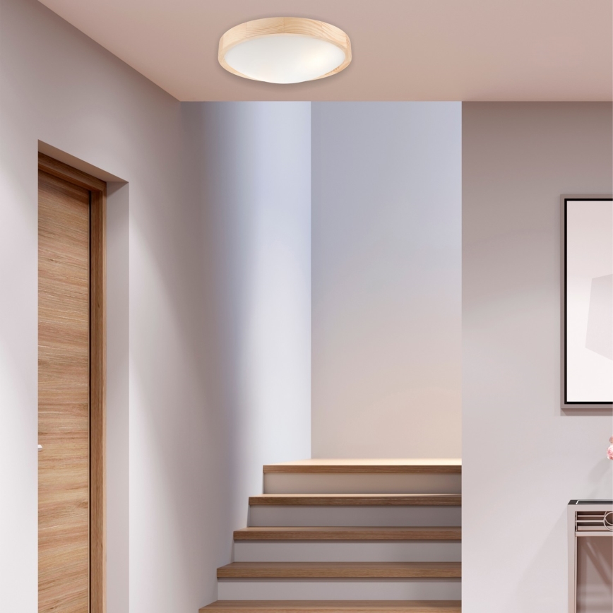 Plafond Lamp NATURAL SLIM 2xE27/60W/230V Ø 37 cm grenen