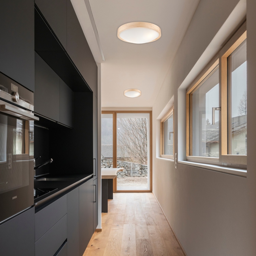 Plafond Lamp NATURAL SLIM 2xE27/60W/230V Ø 37 cm grenen