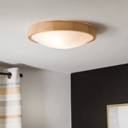Plafond Lamp NATURAL SLIM 2xE27/60W/230V Ø 37 cm grenen