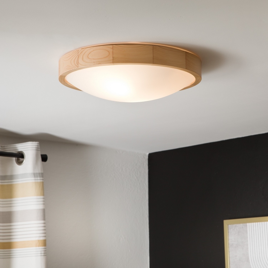 Plafond Lamp NATURAL SLIM 2xE27/60W/230V Ø 37 cm grenen