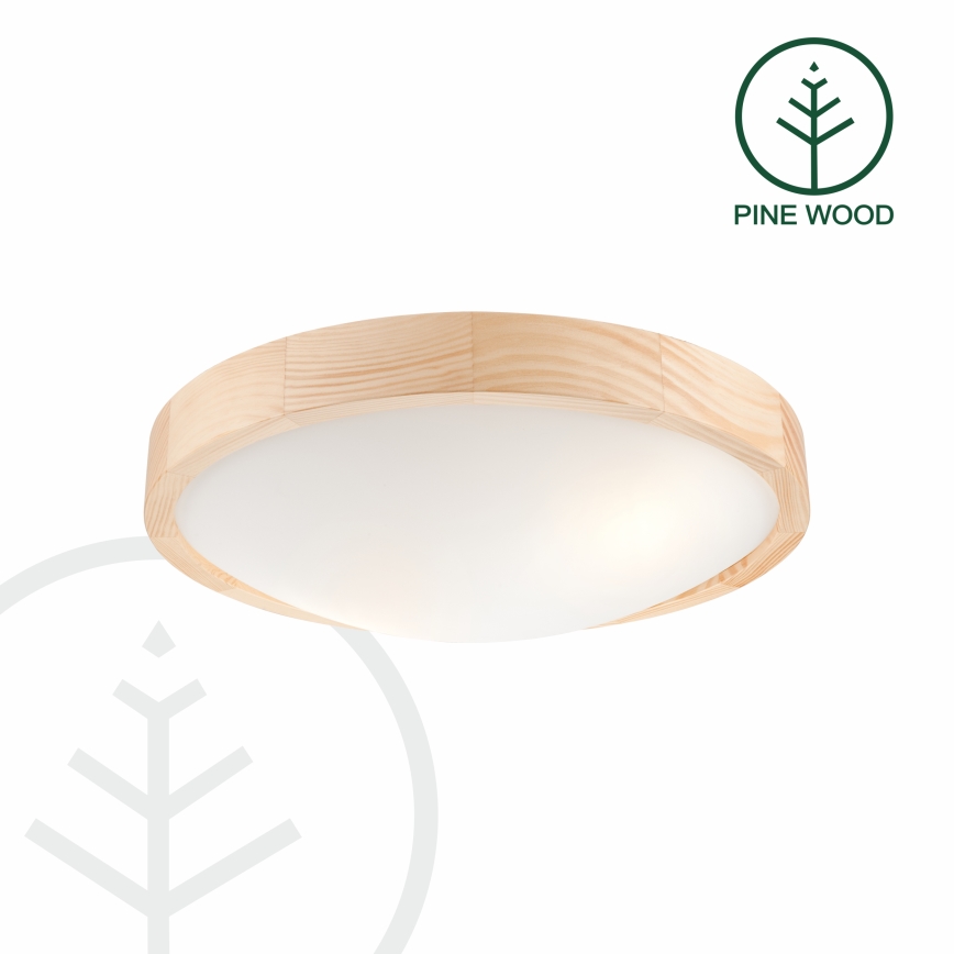 Plafond Lamp NATURAL SLIM 2xE27/60W/230V Ø 37 cm grenen