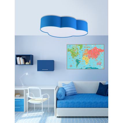 Plafond Lamp voor Kinderen CLOUD 4xE27/15W/230V blauw