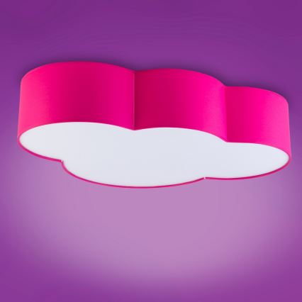 Plafond Lamp voor Kinderen CLOUD 4xE27/15W/230V roze