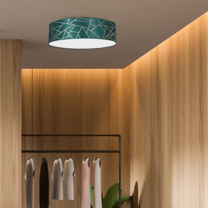 Plafond Lamp ZIGGY 3xE27/60W/230V turkoois/goud