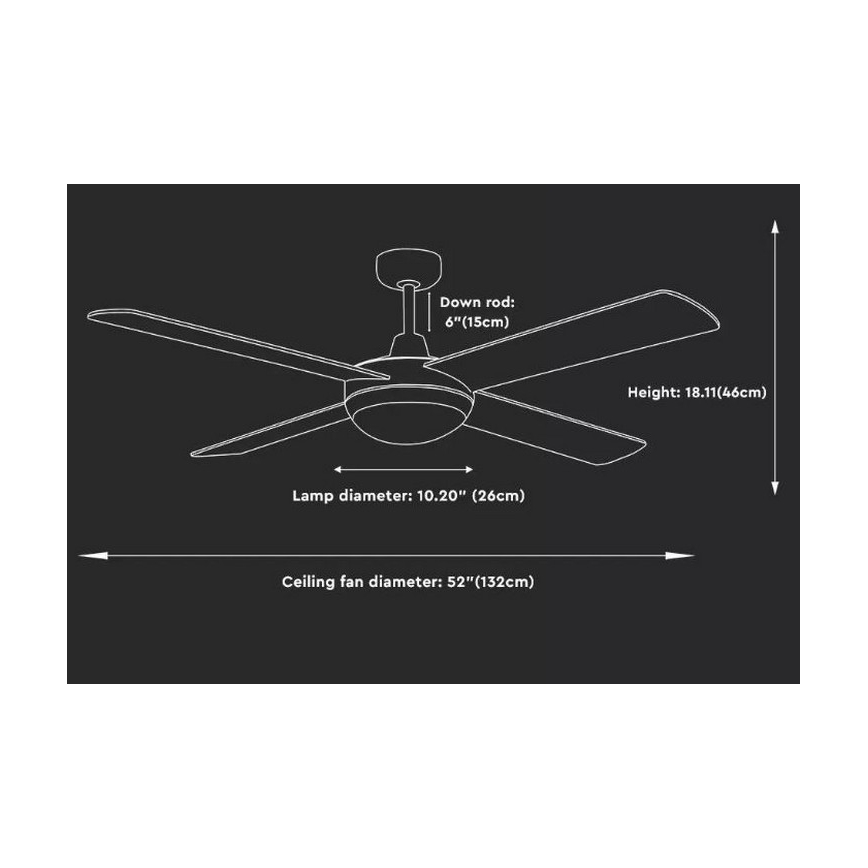 Plafond Ventilator 2xE27/20W/230V + afstandsbediening