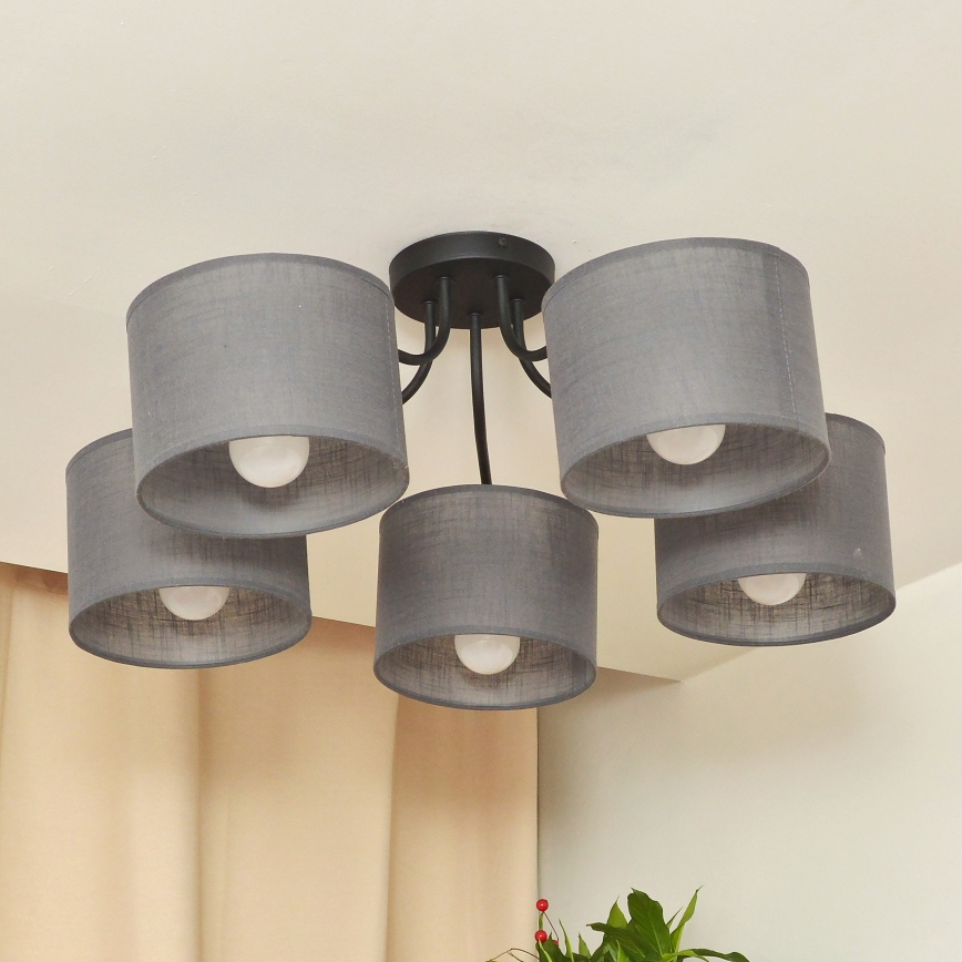 Plafondkroonluchter ALBA 5xE27/15W/230V grijs