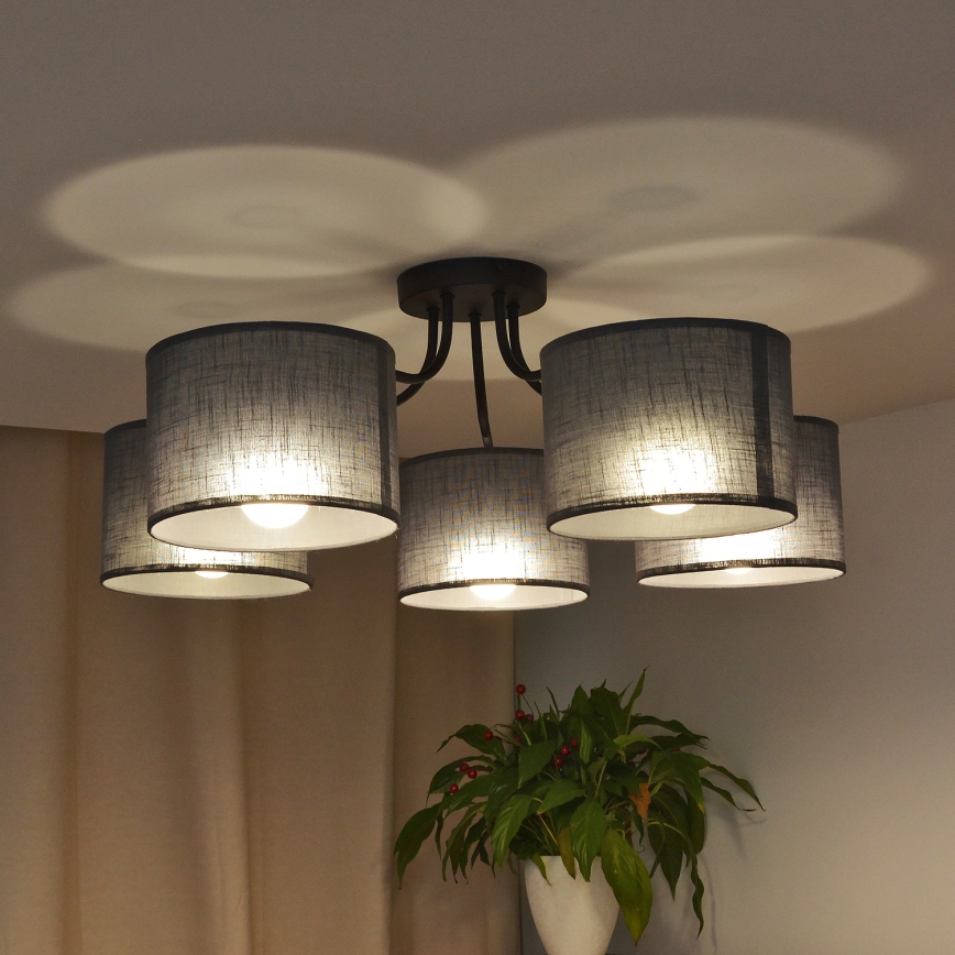 Plafondkroonluchter ALBA 5xE27/15W/230V grijs