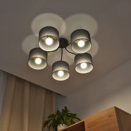 Plafondkroonluchter ALBA 5xE27/15W/230V grijs