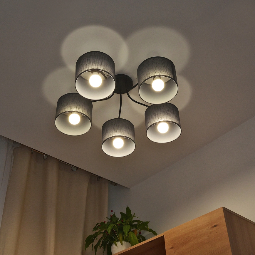 Plafondkroonluchter ALBA 5xE27/15W/230V grijs