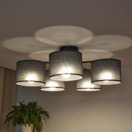 Plafondkroonluchter ALBA 5xE27/15W/230V grijs