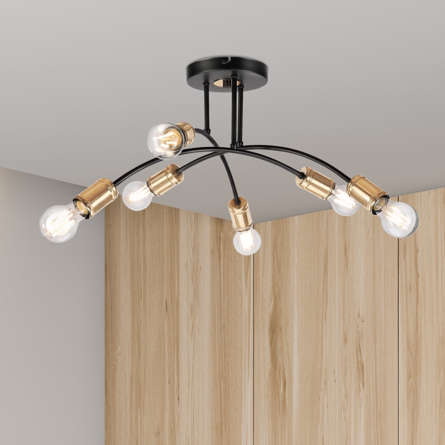 Plafondkroonluchter ANYA 6xE27/15W/230V zwart/goud