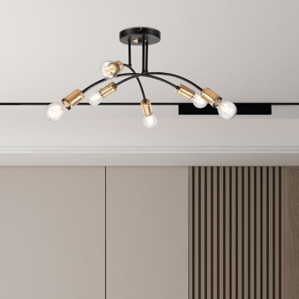 Plafondkroonluchter ANYA 6xE27/15W/230V zwart/goud