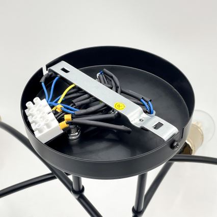 Plafondkroonluchter ANYA 6xE27/15W/230V zwart/goud