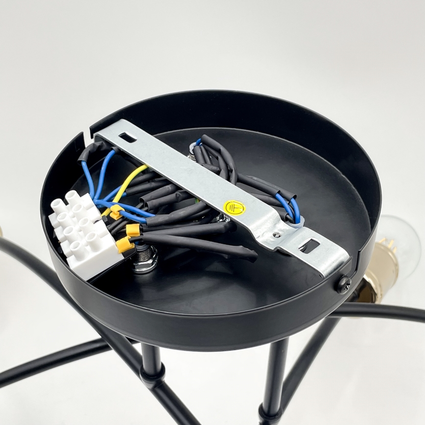 Plafondkroonluchter ANYA 6xE27/15W/230V zwart/goud