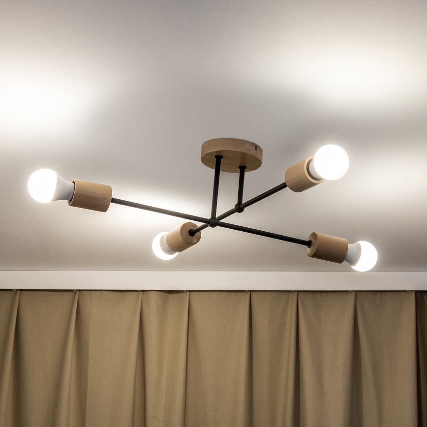 Plafondkroonluchter CAMBRIDGE 4xE27/15W/230V, grenen
