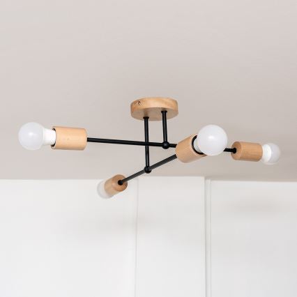 Plafondkroonluchter CAMBRIDGE 4xE27/15W/230V, grenen