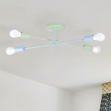 Plafondkroonluchter CAMBRIDGE 4xE27/15W/230V groen/blauw