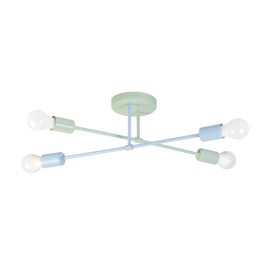Plafondkroonluchter CAMBRIDGE 4xE27/15W/230V groen/blauw