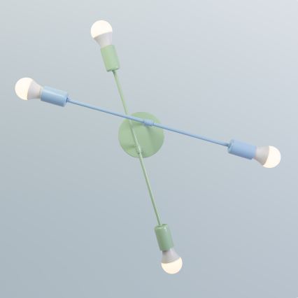 Plafondkroonluchter CAMBRIDGE 4xE27/15W/230V groen/blauw