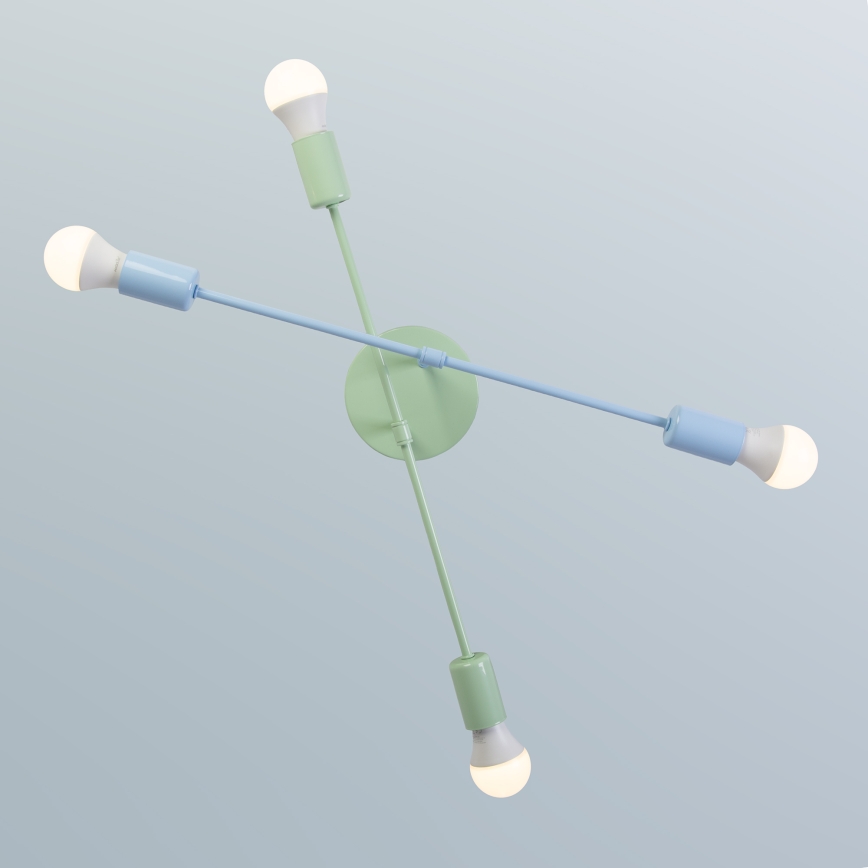 Plafondkroonluchter CAMBRIDGE 4xE27/15W/230V groen/blauw