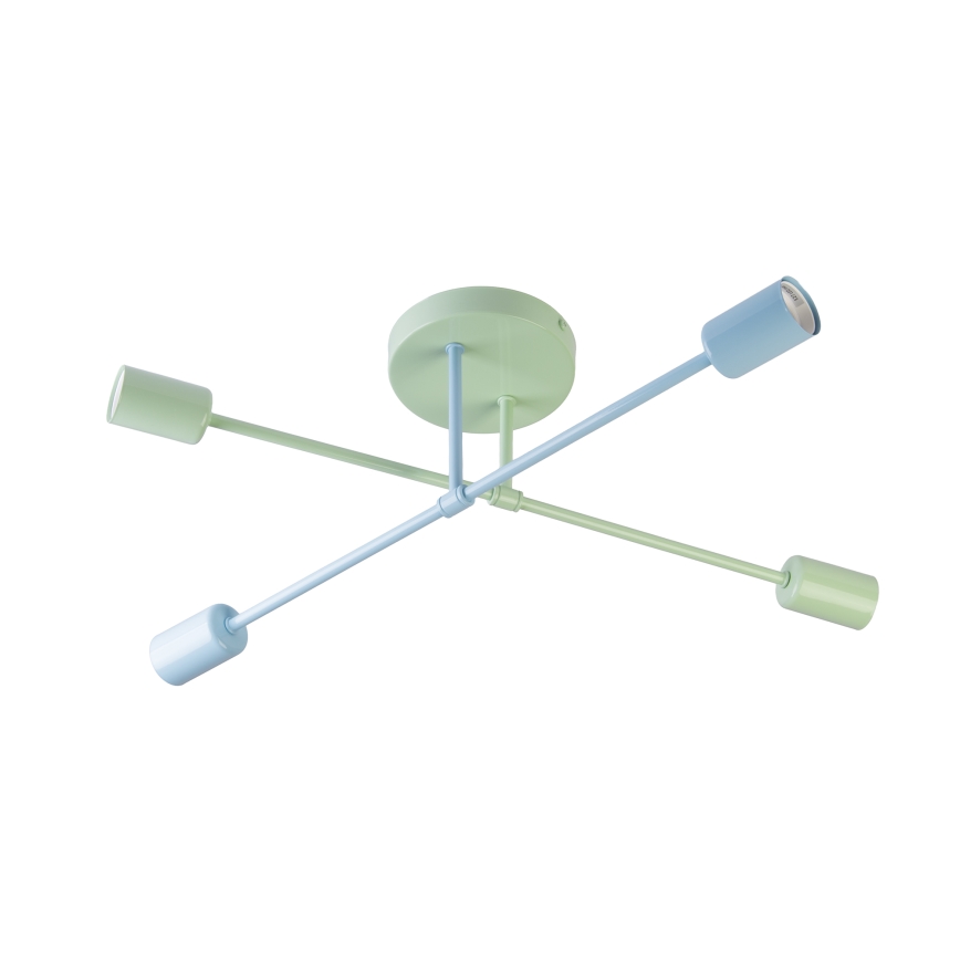 Plafondkroonluchter CAMBRIDGE 4xE27/15W/230V groen/blauw