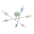 Plafondkroonluchter CAMBRIDGE 6xE27/15W/230V groen/blauw/roze
