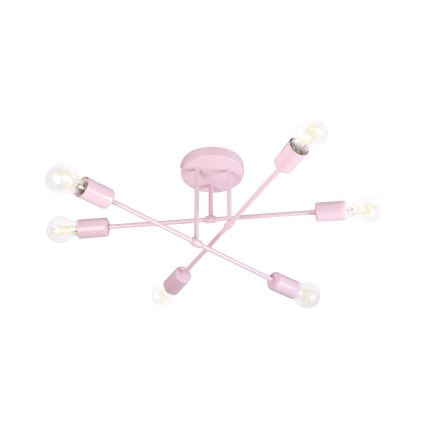 Plafondkroonluchter CAMBRIDGE 6xE27/15W/230V roze