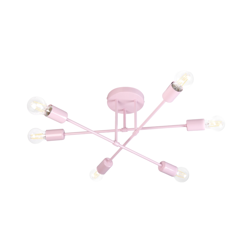 Plafondkroonluchter CAMBRIDGE 6xE27/15W/230V roze