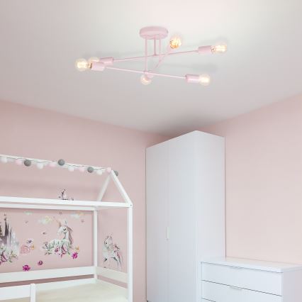 Plafondkroonluchter CAMBRIDGE 6xE27/15W/230V roze