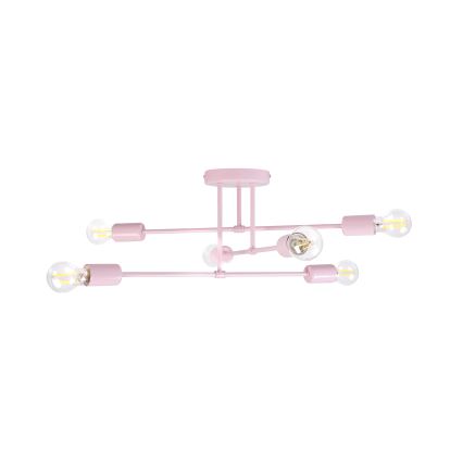 Plafondkroonluchter CAMBRIDGE 6xE27/15W/230V roze