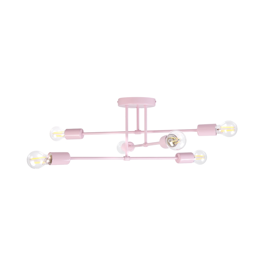 Plafondkroonluchter CAMBRIDGE 6xE27/15W/230V roze