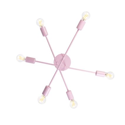 Plafondkroonluchter CAMBRIDGE 6xE27/15W/230V roze