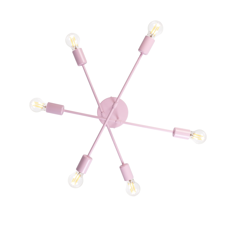 Plafondkroonluchter CAMBRIDGE 6xE27/15W/230V roze