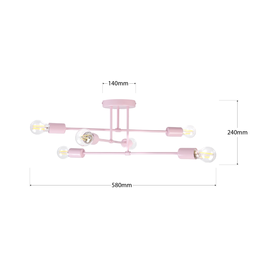 Plafondkroonluchter CAMBRIDGE 6xE27/15W/230V roze