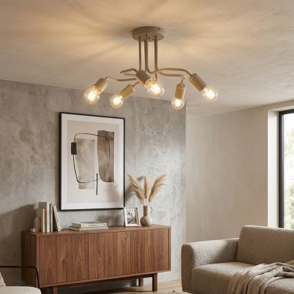 Plafondkroonluchter CHARLIE 5xE27/15W/230V beige