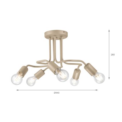 Plafondkroonluchter CHARLIE 5xE27/15W/230V beige