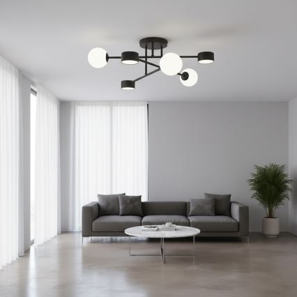 Plafondkroonluchter HOLON 3xG9/8W/230V + 3xGX53/12W, zwart