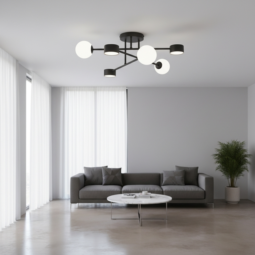 Plafondkroonluchter HOLON 3xG9/8W/230V + 3xGX53/12W, zwart