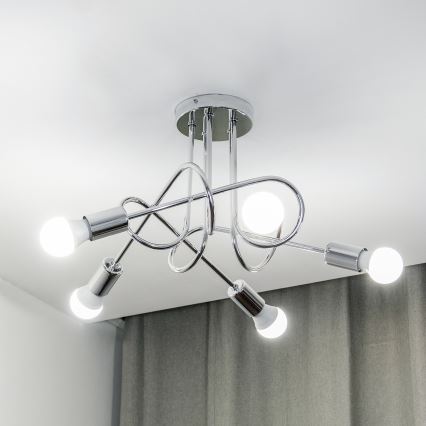 Plafondkroonluchter OXFORD 5xE27/15W/230V glanzend chroom