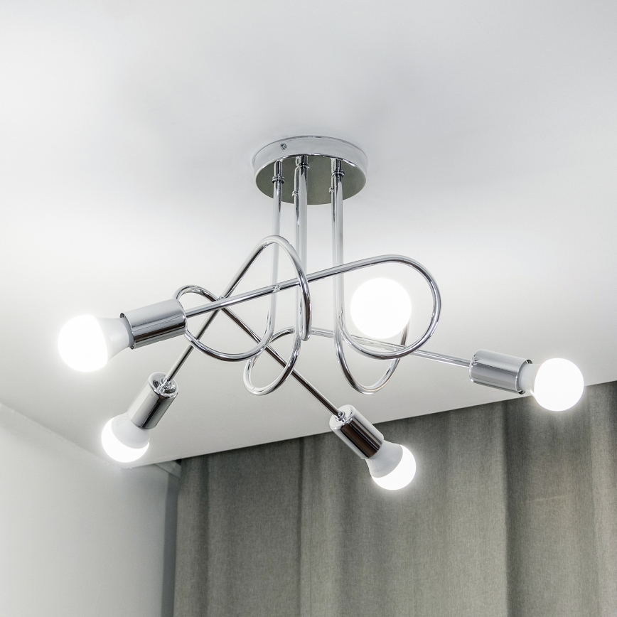 Plafondkroonluchter OXFORD 5xE27/15W/230V glanzend chroom