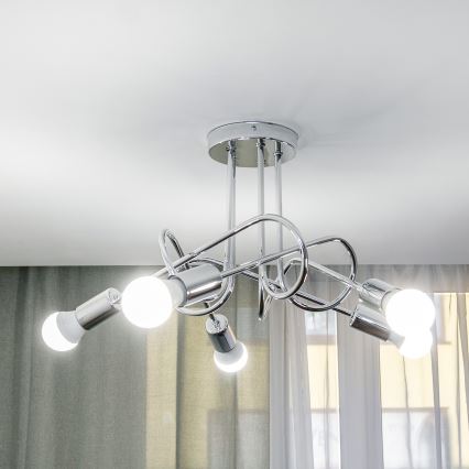 Plafondkroonluchter OXFORD 5xE27/15W/230V glanzend chroom