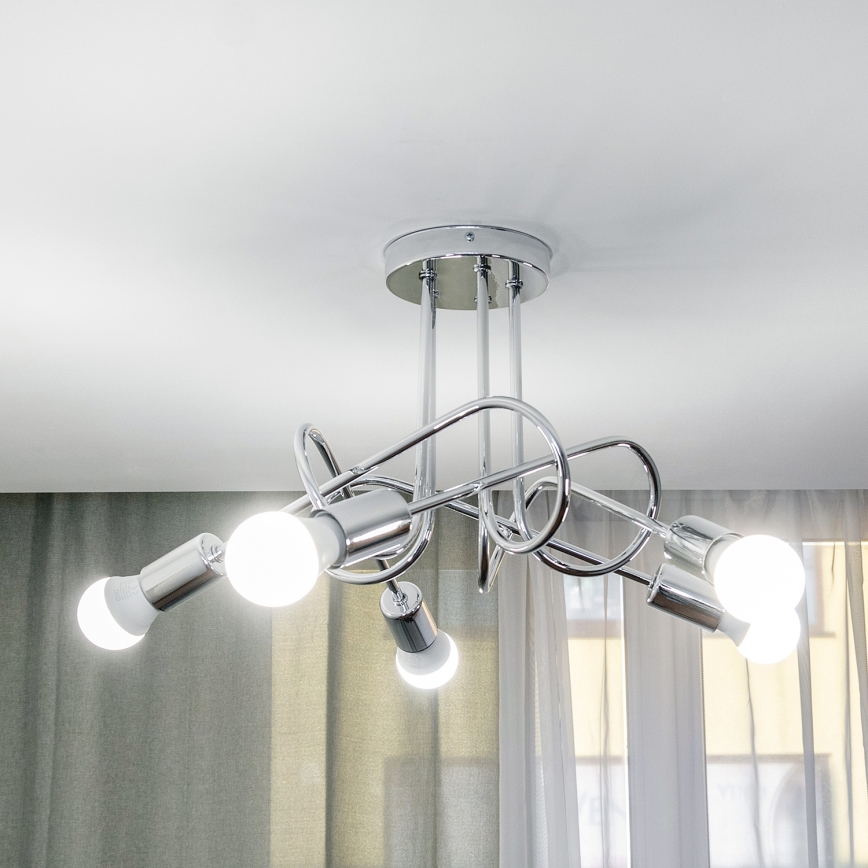 Plafondkroonluchter OXFORD 5xE27/15W/230V glanzend chroom