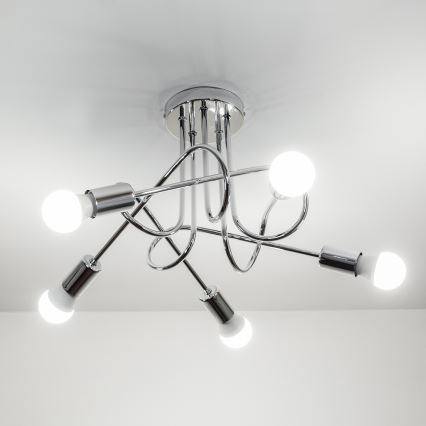 Plafondkroonluchter OXFORD 5xE27/15W/230V glanzend chroom